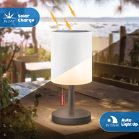 3 x RAW Customer Returns uuffoo Solar Table Lamp Outdoor, 2 in 1 Solar Charging USB Charging Dimmable Solar LED Table Lamp, RGB Warm White IP44 Waterproof Wireless Table Lamp for Garden, Balcony, Camping Gray  - RRP €77.97