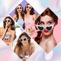 7 x Brand New Photect Heart Pearl Sunglasses Ladies Women Retro JGA Heart Shape Glasses Vintage Party Sunglasses UV400 Protection Fashion Festival - RRP €77.63