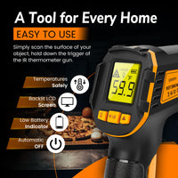 1 x RAW Customer Returns Infrared Thermometer Digital Laser Temperature Meter -58 F 1112 F -50 C 600 C IR Temperature Gun Ideal for Cooking, Frying, Kitchen, Barbecue, Meat, Sugar, Freezer, Industry - RRP €13.97