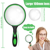 5 x RAW Customer Returns Magnifying glass 10x 100mm large hand magnifying glass reading magnifying glass for seniors children, shatter-proof non-slip soft hand shaft 10X magnifying for hobby observation, newspapers, reading - RRP €35.2