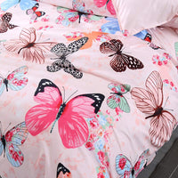 1 x RAW Customer Returns AShanlan Bed Linen 140x200 70x90 Girls Pink Butterfly Children s Bed Linen Set Pink Colorful Butterfly 100 Microfiber Children s Duvet Cover with Zipper - RRP €26.99