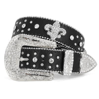 1 x RAW Customer Returns WERFORU Rhinestone Studded Belt for Men Women, Western Leather Belt for Cowgirl Cowboy Vintage Bling Belt for Pants Dress - RRP €21.17