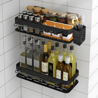 2 x RAW Customer Returns EXLECO sink organizer hanging sponge holder kitchen wall sink organizer no drilling sink organizer kitchen caddy holder kitchen organizer black sink organizer with towel holder chopstick holders - RRP €34.08