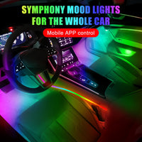 1 x RAW Customer Returns Car interior lighting, 18 in 1 HMYC 128 colorful LED acrylic fiber optic strips, universal decoration atmosphere with music synchronization rhythm, APP control, RGB neon lighting for all cars - RRP €113.66