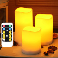 1 x RAW Customer Returns WRalwaysLX Flameless Plastic Pillar Candles for Outdoor and Indoor Use, LED Candles with Remote Control and Timer, 3 Candles, Used by 3 AAA Batteries - RRP €12.6