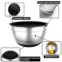 1 x RAW Customer Returns TEAMFAR mixing bowl set of 7, stainless steel bowl salad bowl set with airtight lid and silicone base, stackable dishwasher safe, 0.7L 1.2L 1.5L 2.5L 2.8L 3.5L 6.5L, black - RRP €39.31