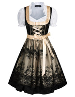 1 x RAW Customer Returns SCARLET DARKNESS Women s 3-piece Dirndl Dress Oktoberfest Costumes Tops, Traditional Dress, Lace Apron 3XL Black and Champagne Gold Lace - RRP €73.88