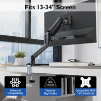 1 x RAW Customer Returns BONTEC Single Monitor Stand for 13 to 34 Inch Screens with Tilt, Swivel and Rotation, Ergonomic Monitor Stand with Gas Spring and Cable Management, VESA 75 100 mm - RRP €33.38