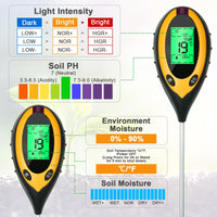 5 x RAW Customer Returns flintronic 4 in 1 Soil Tester, Soil pH Meter, for Soil Moisture pH Tester Sunlight Light Moisture Meter, for Plant Soil, Garden, Farm, Lawn, Vegetable Garden, Oval - RRP €48.45