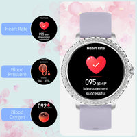 1 x RAW Customer Returns Fitonme Women s Diamond Smartwatch Watch, Fitness Tracker Smartwatch with Calls and Response Pedometer Heart Rate Monitor SpO2 Sleep Sports Waterproof for Android iOS - RRP €40.33