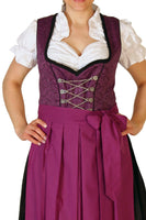 1 x RAW Customer Returns Alpine fairy tale, 3 parts. Dirndl set long - traditional dress, blouse, apron, size. 50, purple - ALM500LI - RRP €65.45