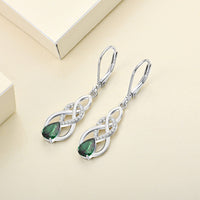 1 x RAW Customer Returns YL Women Infinity Celtic Knot Drop Earrings 925 Sterling Silver May Birthstone Emerald Earrings - RRP €60.49