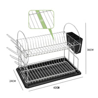 1 x RAW Customer Returns AwmnSrman Dish Drainer 2-Tier Dish Drying Rack Stainless Steel Dish Drainer Sink with Cutlery Basket Cup Holder and Drip Tray Quick Draining Silver - RRP €22.3