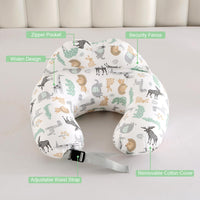 1 x RAW Customer Returns Labtec Baby Nursing Pillow, Multifunctional Nursing Pillow with Adjustable Waist Strap and Safety Fence, Removable 100 Cotton Pillowcase, Animal Pattern - RRP €33.38