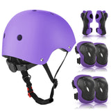 1 x RAW Customer Returns Kids Knee Pads with Helmet, Protector Set for Children Ages 3-10, Child Protective Gear for Inline Skates Purple  - RRP €31.22