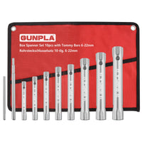 1 x RAW Customer Returns Gunpla pipe socket wrench set 10-piece metric 6x7mm-20x22mm including mandrel, wrench set in roll bag for sink, basin, faucet installation and repair - RRP €19.06