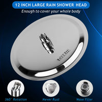 1 x RAW Customer Returns 30cm Large Round Rain Shower - Voolan Circular High Pressure Shower Head Made of 304 Stainless Steel - Comfortable Showering Experience Even at Low Water Pressure - Can Be Installed on the Wall or Ceiling - RRP €34.21