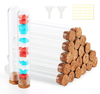 1 x RAW Customer Returns Mocraft 100 mini test tube glass test tubes with corks made of laboratory glass 16x100mm small transparent test tubes test tubes for flowers bath salt candies including 2 funnels 130 labels - RRP €22.18