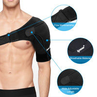 1 x RAW Customer Returns IPOW Adjustable Shoulder Pad, Breathable Neoprene Shoulder Support, Shoulder Protection for Sports Injury Prevention and Recovery, Men Women - RRP €16.52