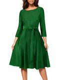 1 x RAW Customer Returns DRESSTELLS Women s 1950s Retro Dress Elegant Swing A-Line Cocktail Dress Vintage Evening Dress Knee Length Audrey Hepburn Dress Bridesmaid Pleated Skirt Glitter Green XL - RRP €43.32