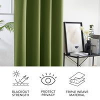 1 x RAW Customer Returns Deconovo opaque blackout curtains, cold protection, 214 x 107 cm height x width , apple green, set of 2 - RRP €33.86