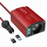 1 x RAW Customer Returns BGFOX 300W Voltage Converter DC 12V to 230V AC Inverter Modified Sine Wave Power Converter with 4.8A Dual USB Port, Charge Your Laptop, iPhone, iPad, Tablet and More - Red - RRP €29.99