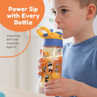 1 x RAW Customer Returns BOZ - Children s drinking bottle - 2 bottles - Simple straw at the touch of a button - BPA-free children s bottle with leak-proof design - Suitable for boys from 3 years - Car and construction site motif - RRP €24.99