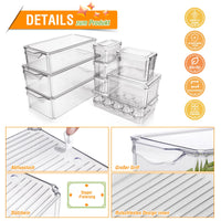 1 x RAW Customer Returns HEVOL Refrigerator Organizer Set, BPA Free Stackable Storage Box with Lid, Transparent Fridge Organizer for Refrigerator, Kitchen, Cabinets, Send 1 Cleaning Cloth - RRP €35.99