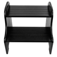 1 x RAW Customer Returns VaeFae 2 Step Bamboo Stool with Non-Slip Steps and 2 Carved Handles Black  - RRP €49.99