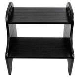 1 x RAW Customer Returns VaeFae 2 Step Bamboo Stool with Non-Slip Steps and 2 Carved Handles Black  - RRP €49.99