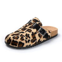 1 x RAW Customer Returns JOMIX Women s Winter House Slippers Women s Closed Slippers Clogs for Women Women s Closed House Slippers with Buckle, Leopard, 39 EU - RRP €25.63