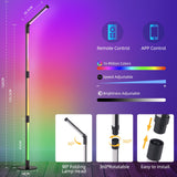 1 x RAW Customer Returns Fortand LED floor lamp living room, RGBW corner lamp dimmable floor lamp with remote control and APP, 360 rotatable removable, 16 million colors, music sync, DIY mode modern floor lamp for bedroom - RRP €49.99