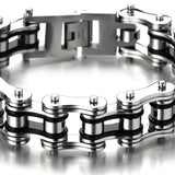 1 x RAW Customer Returns COOLSTEELANDBEYOND 22CM Men s Bracelet Top Quality Stainless Steel Bicycle Chain Motorcycle Chain Black Silver Two Tones High Gloss Polished - RRP €32.45