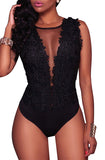 1 x RAW Customer Returns Sexy Sleeveless Bodysuit for Women Lace Deep V Neck Jumpsuit Outfit Club Size L, black - RRP €22.27