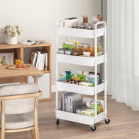 1 x RAW Customer Returns Sywhitta 4 Layer Plastic Rolling Cart Multifunctional Storage Cart Office Living Room Kitchen Mobile Storage Box with Wheels White - RRP €34.27