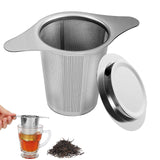 3 x Brand New AIYONG tea strainer for loose tea, tea filter with lid, tea accessories tea strainer with drip tray and double handle, coffee filter stainless steel, reusable hand filter tea strainer for cup pot teapot coffee pot - RRP €61.2