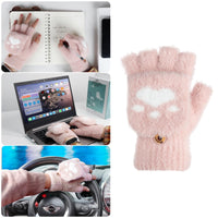 1 x Brand New Fingerless Gloves for Women, Fingerless Gloves with Lid Convertible Mittens, Winter Gloves Half Finger Gloves Mittens for Women Convertible for Adults, Teens, Cat s Paws Fingerless Gloves - RRP €24.0