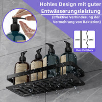 1 x RAW Customer Returns XZGm shower shelf without drilling, 2 pieces bathroom shelf, shower basket black organizer with towel holder and removable hook, shampoo holder for shower - RRP €19.15