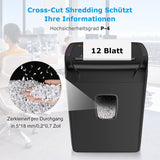 1 x RAW Customer Returns Bonsaii 12 Sheet Paper Shredder, P4 Cross Cut Paper Shredder, Shreds Credit Cards CDs Clips, Portable Handle with 21 Liter Wastebasket for Office and Home Office C243-A New  - RRP €68.56