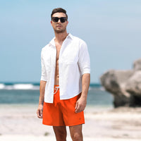 1 x RAW Customer Returns HMIYA Men s Swimming Trunks 2 in 1 Swimming Shorts Quick-Drying Short Board Shorts with Compression and Zip Pockets Orange A XL  - RRP €28.22