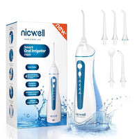 1 x RAW Customer Returns Oral irrigator, portable, oral professional, IPX7 waterproof, 5 jet nozzles, 4 different modes, USB charged for 21 days use, with a capacity of 200 ml. - RRP €38.3