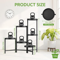 2 x RAW Customer Returns iDavosic.ly Metal Plant Stand Large with 6 Levels, Flower Stand Plant Shelf Indoor Outdoor, Foldable Flower Stairs Indoor Plant Stand Shelf for Garden Balcony Living Room Round, Black  - RRP €119.98