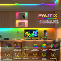 1 x RAW Customer Returns PAUTIX 5M Addressable RGBIC Pixel COB LED Strip Set, DC24V Color Changing Strips Multicolor Flexible Ribbon with 72W Power Supply for DIY Party Decorations - RRP €50.41