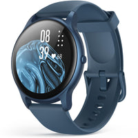 1 x RAW Customer Returns Smartwatch, AGPTEK 1.3 inch round watch with personalized screen, music control, heart rate, pedometer, calories, etc. IP68 waterproof fitness tracker for iOS and Android, blue - RRP €38.99