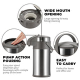 1 x RAW Customer Returns Olerd 3.0 liter pump jug thermos flask stainless steel coffee dispenser, double-walled pump vacuum insulated jug with pump mechanism, coffee carafe, jug for 16 cups silver  - RRP €47.99