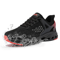 1 x RAW Customer Returns FLOWING PLUME Waterproof Men s Lightweight Sports Shoes Running Shoe Walking Gym Casual Comfortable Running Sneakers Black Red,46EU  - RRP €58.8