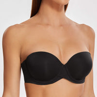 1 x RAW Customer Returns MELENECA Women s Push-Up Strapless Bra - Underwire Bra with Molded Cups Black 75D - RRP €30.24