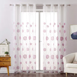 2 x RAW Customer Returns MIULEE Curtains with Floral Embroidery, White Curtains with Pink Pattern for Living Room, Bedroom Transparent Curtain with Eyelets, Set of 2 Voile Floral Transparent Curtains, Each H 225 XW 140cm - RRP €58.46