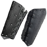 1 x RAW Customer Returns HiiFeuer Medieval Embossed Arm Bracers, Retro Faux Leather Knight Arm Guantlets, Vintage Renaissance Arm Guards Black B  - RRP €40.73