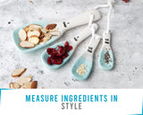 4 x Brand New Ceramic Mason Jar Measuring Spoons Aqua Blue, Decorative Tablespoons that Nest 4 Rustic Measuring Spoons for Farmhouse Kitchen D cor - 1 Tbsp, 1 Tsp, Tsp and Tsp with Vintage Ribbon - RRP €81.6